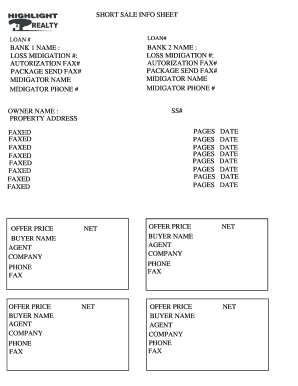 Short Sale Information Sheet