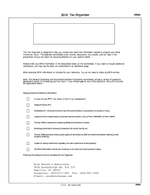 2015 Tax Organizer Form