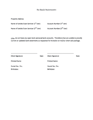 No Bank Statements Affidavit