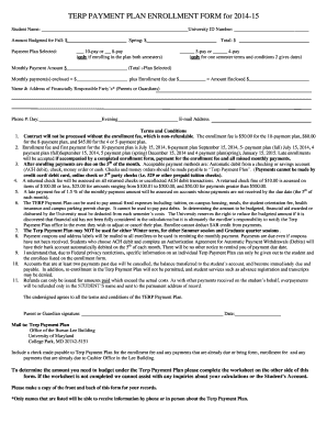 TERP Payment Plan Enrollment Form