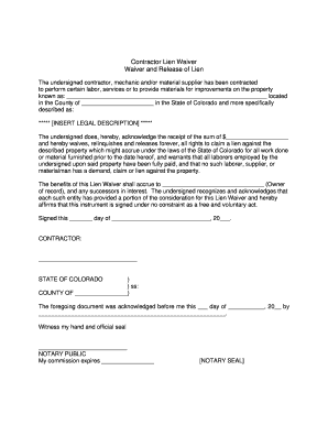 Contractor Lien Waiver