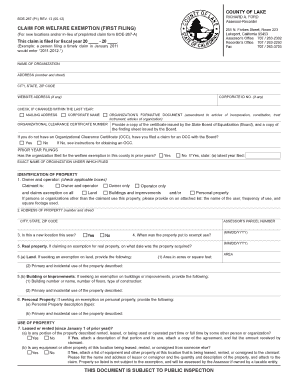California Welfare Exemption Claim Form