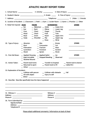Athletic Injury Report Form