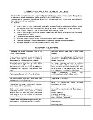 South Africa Visa Application Checklist