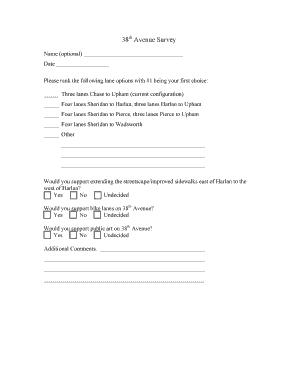 38th Avenue Survey Form