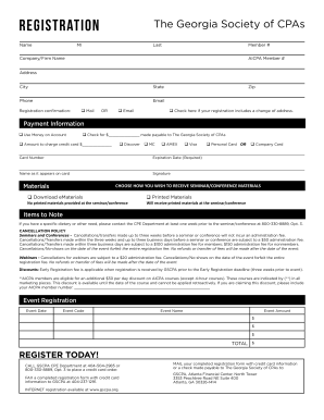 Georgia Society of CPAs Event Registration Form