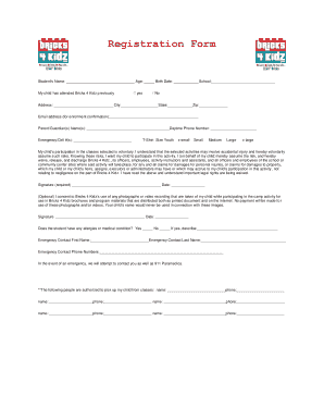 Bricks 4 Kidz Student Registration Form