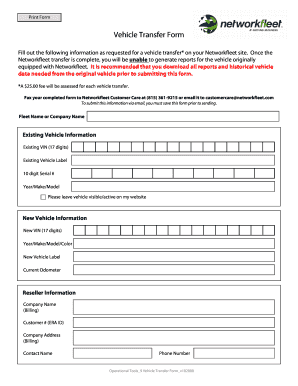 Vehicle Transfer Form