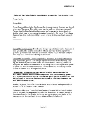 Course Syllabus Summary Form
