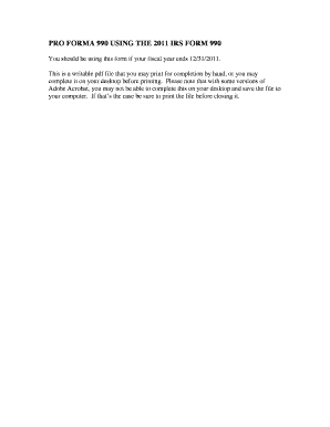 IRS Form 990 2011 Pro Forma