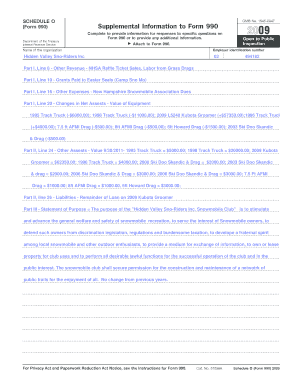 Schedule O Form 990 Supplemental Information