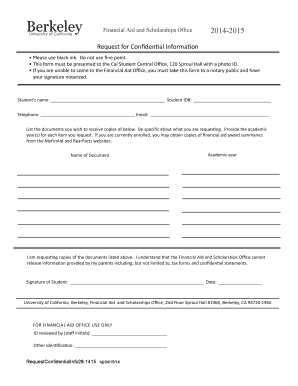 University of California Financial Aid Request Form