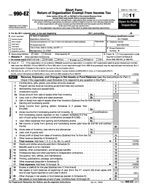 Form 990-EZ Tax Return for Nonprofit Organizations