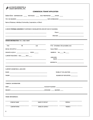 Commercial Tenant Application