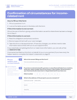 Income-Related Rent Confirmation Form