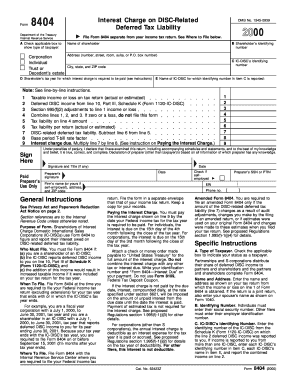 Form 8404 Interest Charge on DISC-Related Deferred Tax Liability