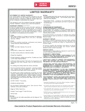 Lincoln Electric Limited Warranty Statement