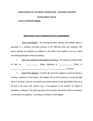 Illinois Mediation and Confidentiality Agreement