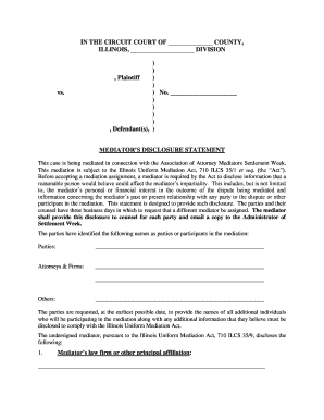 Mediator's Disclosure Statement