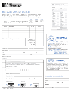 Veterinary Service Slip