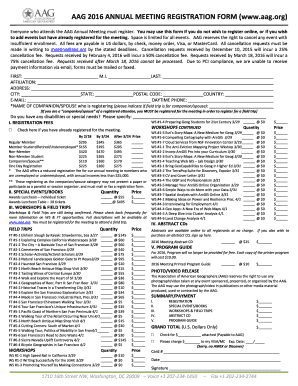 AAG 2016 Annual Meeting Registration Form