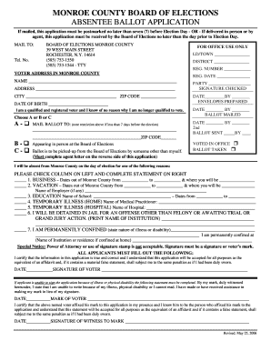 Monroe County Absentee Ballot Application