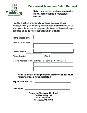 Permanent Absentee Ballot Request