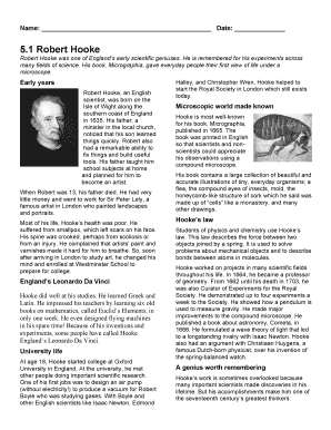 Robert Hooke Reading Reflection Form