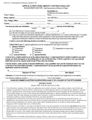 Ohio Absentee Voter Ballot Application