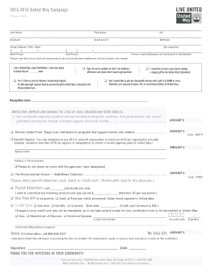 United Way Campaign Pledge Form