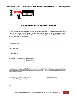 Additional Appraisal Authorization Form