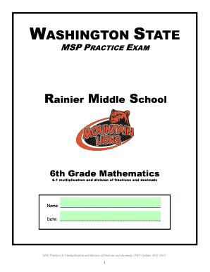 Washington State 6th Grade Math Practice Exam