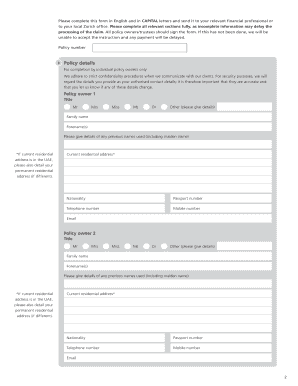 Zurich International Life Policy Encashment Form