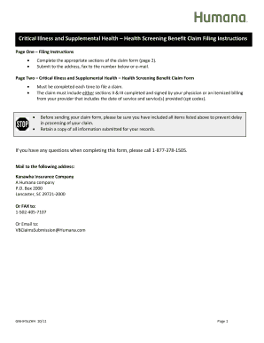 Critical Illness and Supplemental Health Claim Form