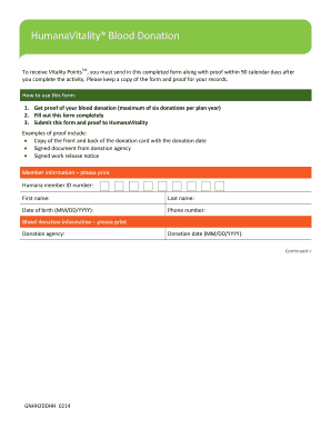 HumanaVitality Blood Donation Form