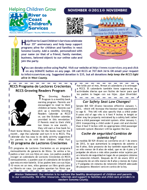 Growing Readers Program Calendar