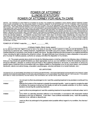 Illinois Statutory Power of Attorney for Health Care
