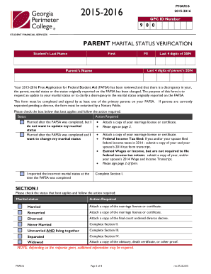 Parent Marital Status Verification Form