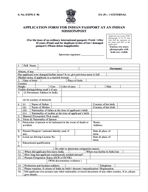 Indian Passport Application Form