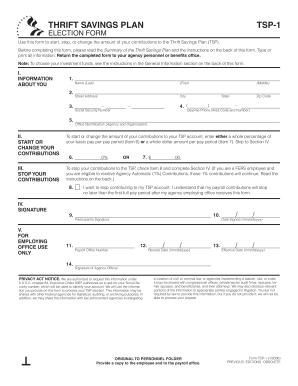 Thrift Savings Plan Election Form TSP-1