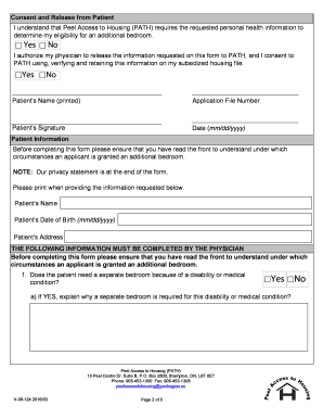 Medical Application Form for Additional Bedroom
