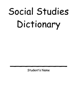 Social Studies Dictionary Worksheet