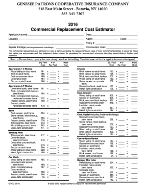 Commercial Replacement Cost Estimator