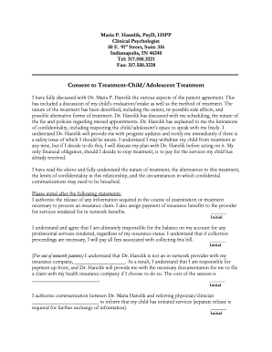 Consent to Treatment-Child/Adolescent Treatment