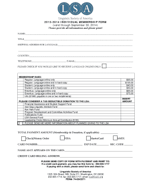 2013-2014 Individual Membership Form