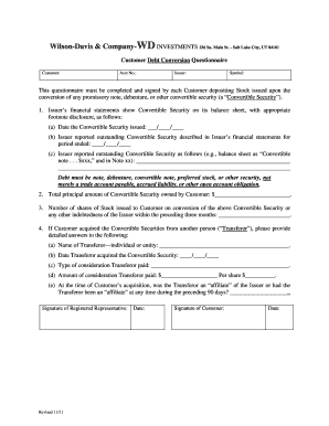 Customer Debt Conversion Questionnaire