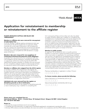 ACCA Membership Reinstatement Application