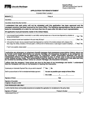 Application for Reinstatement