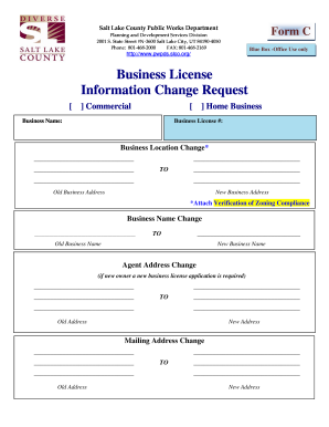 Salt Lake County Business License Information Change Request