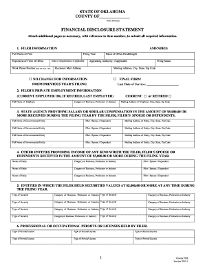 Oklahoma Financial Disclosure Statement